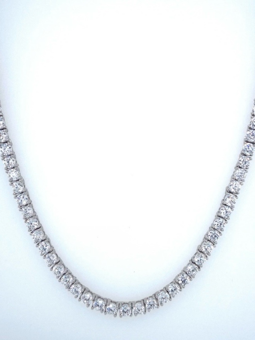 Classic 14k White Gold Plated 3MM CZ Tennis Necklace - 17” & Secure Safety Clasp - Picture 2 of 8